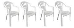 4 Sillas Plasticas Apilables Interiores Exteriores Tm H:100k Blanco Lisa