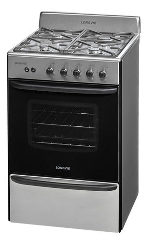 Cocina A Gas Longvie 13331xf 56cm Inox Cajón Parrilla Color Acero Inoxidable Tipo De Conexión Multigas