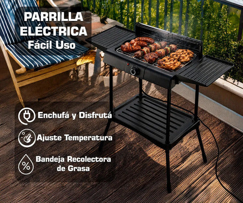 Parrilla Electrica Acero Inoxidable Kanji Brasa 2200 Watts Fácil Limpieza Kjh-be2200sp Negro