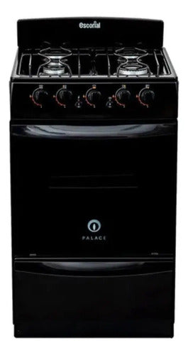 Cocina Escorial Palace Cristal Black 4 Hornallas Gas Natural Negra Negro