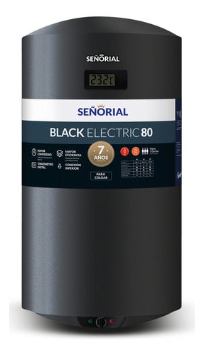 Termotanque Señorial 80 Litros Electrico Black 2.0 Negro Cta Negro