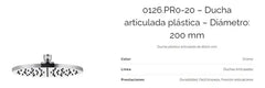 Griferia Ducha Articulada Fv 0126.pr0-20-cr De 200mm Cromo