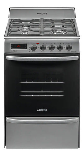 Cocina A Gas Longvie 21501xt 56cm Inox Grill Eléctrico Color Acero Inoxidable