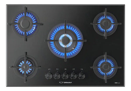 Anafe Multigas Electronico 5 Hornallas Ormay Onix Black Color Negro
