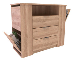 Comoda 3 Cajones Zapatera Doble Delos Dld04 Nebraska Natural Color Marrón Claro