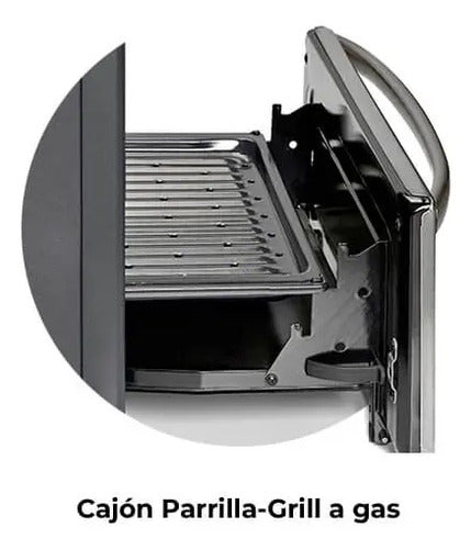 Horno A Gas Longvie H14600xf Con Cajón Parrilla De Empotrar Color Plateado Acero Inoxidable