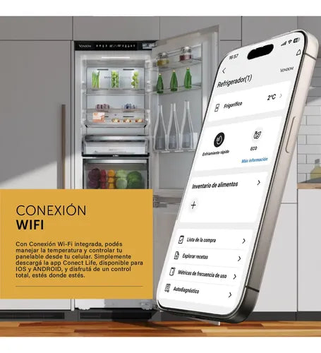 Freezer No Frost Vondom Fr230bi Inverter Wifi 230l Panelable Blanco