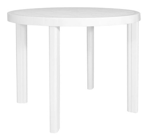 Mesa Redonda Plastica Garden Life Guinea Blanca De 90cm Blanco