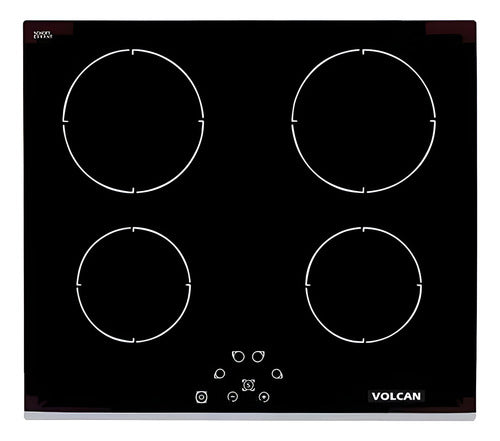 Anafe Vitroceramico De Empotrar Volcan Ev4sev De 4 Hornallas Negro
