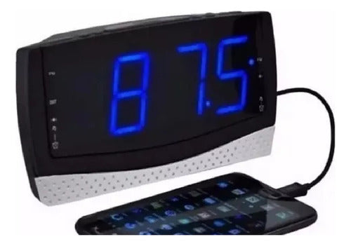 Radio Reloj Despertador Daewoo Di978 Fm Cargador Usb Negro