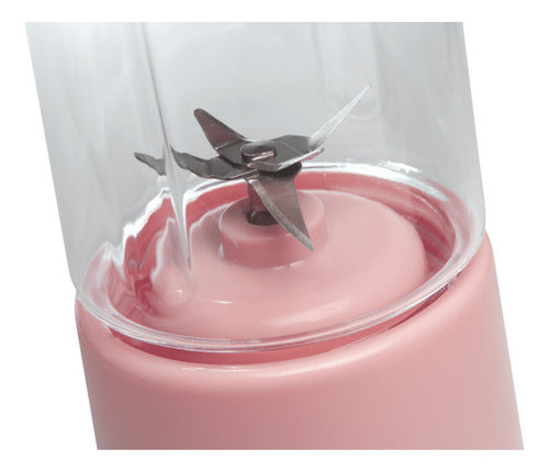 Licuadora Portatil Kanji Kj-pl001p Rosa 6 Cuchillas Usb Rosa