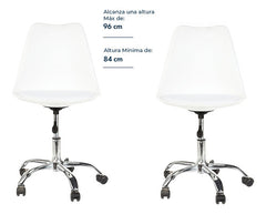 Silla De Escritorio Oficina Tulip Ruedas Giratoria Color Blanco Gardenlife