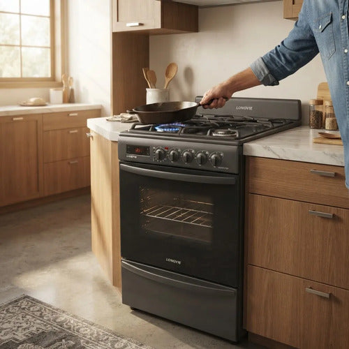 Cocina A Gas Longvie 21601gt 60cm Grafito Grill Eléctrico Grafito