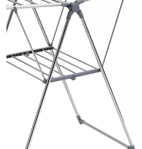 Tender Plegable Reforzado Pie Alas Base Canasto Para Ropa Cs Gris