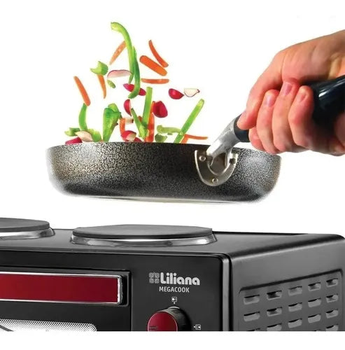 Horno Eléctrico Liliana Megacook Ao160 60l 2 Anafes Superior Negro