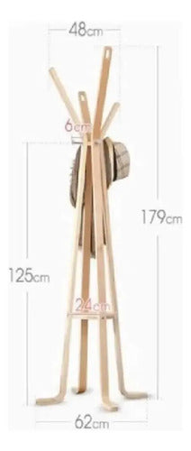 Perchero De Pie Nórdico Tm Madera Blanco Escandinavo 179 Cm 4 Ganchos