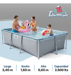 Pileta Lona Tiburoncito N4 De 240x160x65cm Cap 2500l Gris Lisa