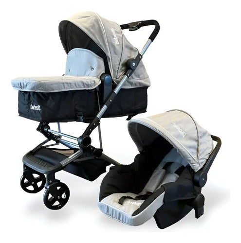 Coche Cuna Bebesit 1365tsd Gris Claro 3en1 Travel System Cs Gris