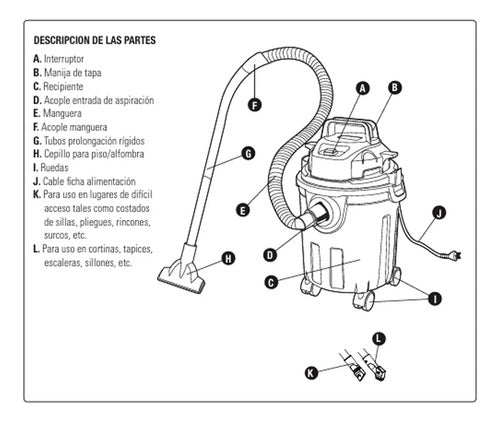 Aspiradora Ultracomb As-4305 1200w 14 Lt Filtro Hepa Rojo/gris