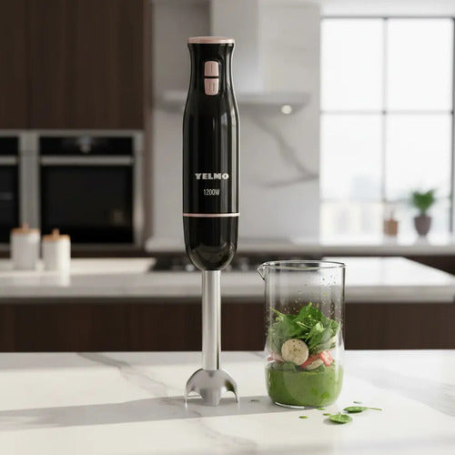 Licuadora De Mano Yelmo Lm-1550 Color Negro 1200w Acero Inoxidable Con Vaso