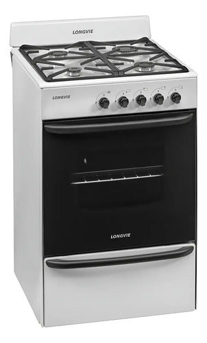 Cocina A Gas Longvie 13231bf 56cm Blanca Cajón Parrilla Blanco