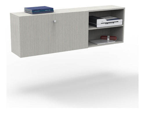 Escritorio Flotante De Pared Smart Delos Dsm07 Roble Blanco Roble/blanco