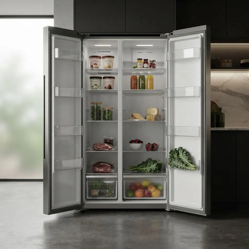 Heladera Side By Side Tcl P520sbn Inverter No Frost Inox Inoxidable