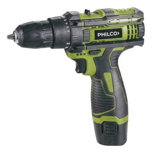 Taladro Percutor Inalámbrico Philco Pt12ase2p 18nm 1800m/min Verde Musgo 50