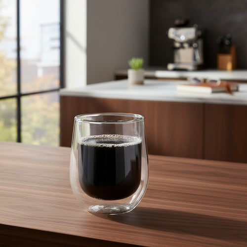 Vaso De Vidrio Con Doble Pared 2 Unidades Carol 200cc Transparente