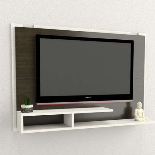 Mueble Panel Tv 52 Lcd Led Vivendi Combinado Wengue Blanco