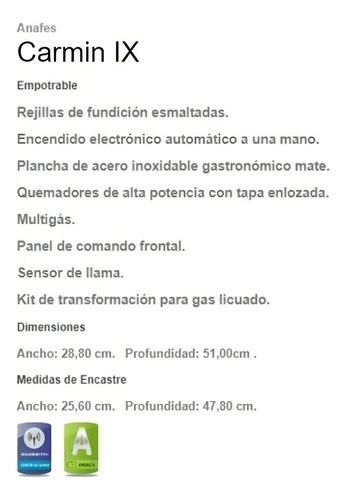 Anafe Con Alimentación A Gas Ormay Carmin Ix Color Acero 2 Hornallas