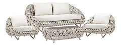 Juego De Sillones Mesita Living Jardin Exterior Ratan Curl Gris Curl
