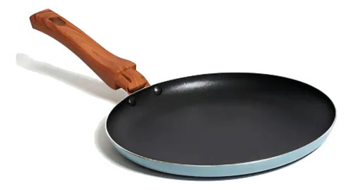 Set Bateria Cocina 7 Pz Carol Antiadherente Cacerola Sarten Azulino