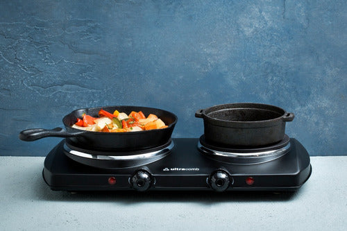 Anafe Electrico Ultracomb An6600 Doble Hornalla 1500/750w Color Negro