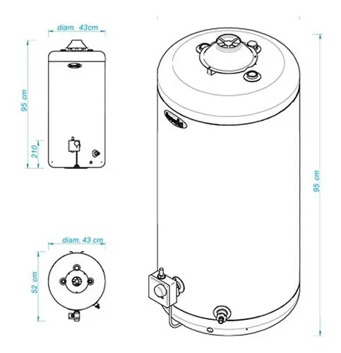 Termotanque Multigas Escorial Estándar 80l Blanco 80l Sc Blanco