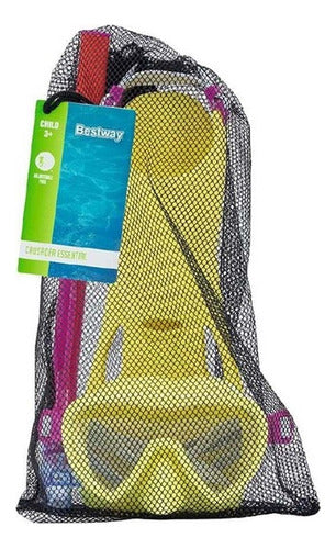 Set De Buceo Snorkel Aletas Niños +3a Bestway 25039 Amarillo Amarillo