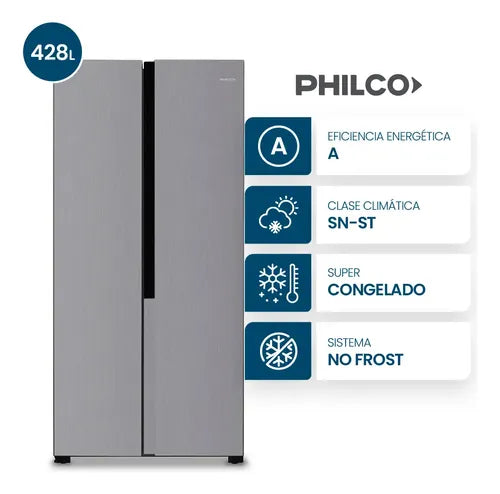 Heladera Philco Side By Side No Frost 428l Inox - Phsb450x Acero Inoxidable