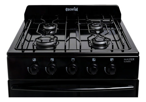 Cocina Master Classic Color Negro Con Puerta Con Visor Gas Natural Escorial