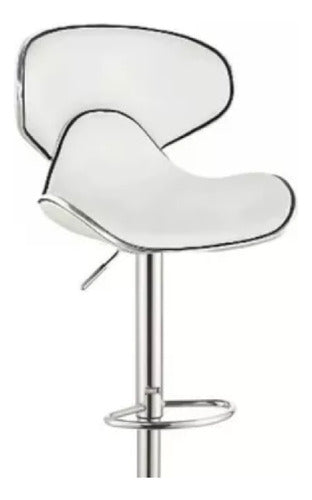 2 Banquetas Altas Tm Bs061 Blancas Tapizado Cuero Ecológico Altura Regulable Blanco Blanco