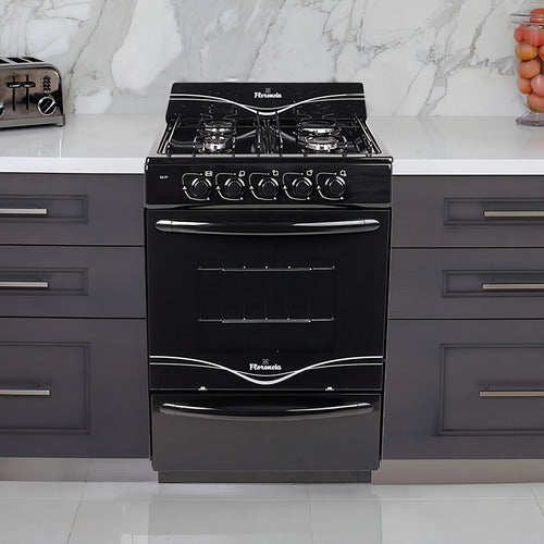 Cocina Florencia Recta 5517f A Gas Con Puerta Con Visor Color Negro