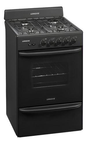 Cocina A Gas Longvie 12331g Grafito De 4 Hornallas 56cm Grafito