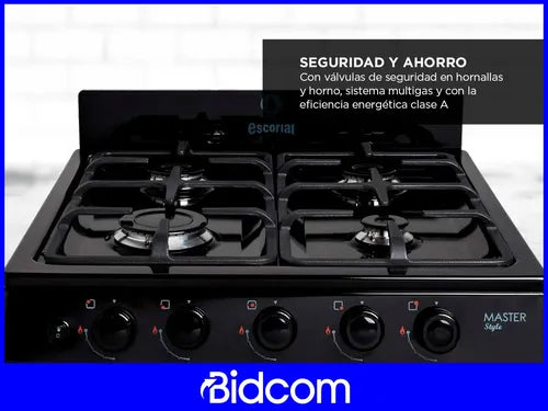 Cocina Escorial Master Style Multigas Color Negro Con Puerta