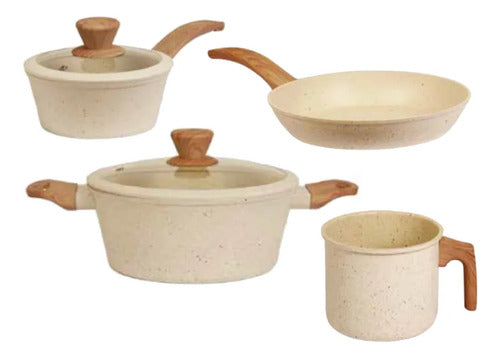 Bateria Set 7 Piezas Carol Cacerolas Sarten Jarro Cubiertos Suela