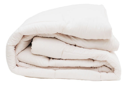 Acolchado Grueso Simil Tussor Fp Home Premium 1-1/2 Plaza Cs Blanco Lisa