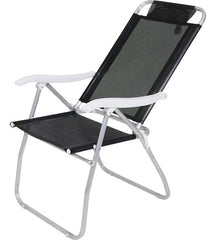 Reposera 4 Posiciones Bel Aluminio Poliéster Pvc Negro Css Negro