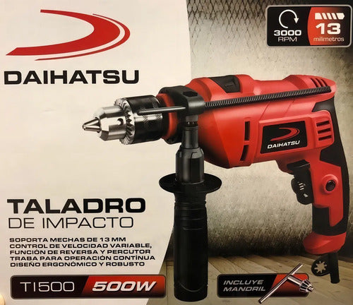 Taladro Percutor Daihatsu Ti500 500w 13mm Vel Variable Cts Rojo 50 Hz