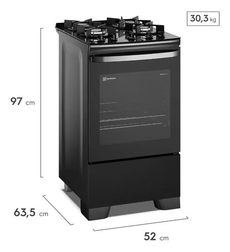 Cocina A Gas Electrolux Efficient 4 Hornallas F4egb Negro