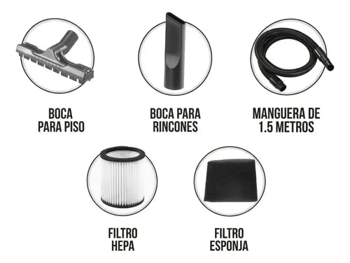 Aspiradora Kanji Kjh-vc20l004 Sopladora 3 En 1 Polvo Liquido Plateado