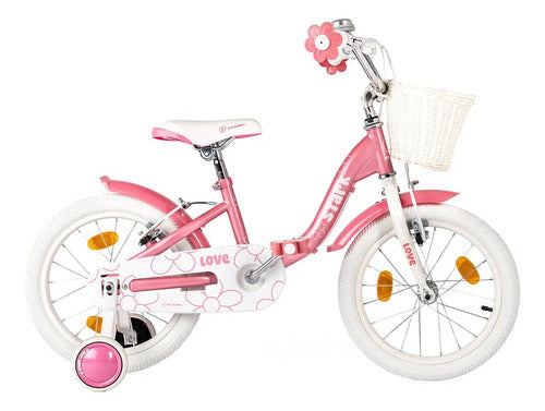 Bicicleta Rodado 16 Stark Love Acero Aluminio V Brakes Rosa 16