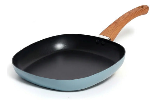 Set Bateria Cocina 7 Pz Carol Antiadherente Cacerola Sarten Azulino